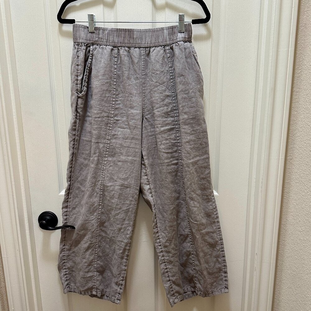 JNY Jones New York Women' 100% Linen Pant Size S Grey Wide Leg Cottagecore Boho - Picture 11 of 11